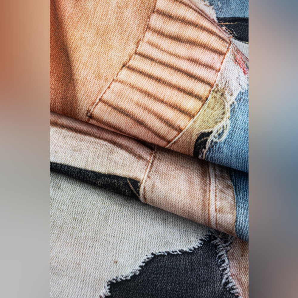 Micas patchwork print Abstract Art Print Pants XL… - image 5